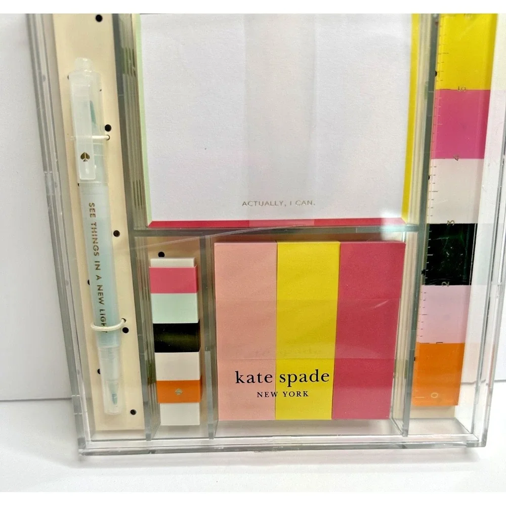 kate spade Tackle Box Desk Accessories Actually I Can Set Clear NEW